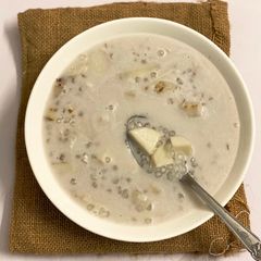 Coconut Pudding with Tapioca Pearls and Taro A picture of Coconut Pudding with Tapioca Pearls and Taro.