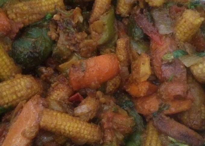Baby corn fry with carrot and capsicum