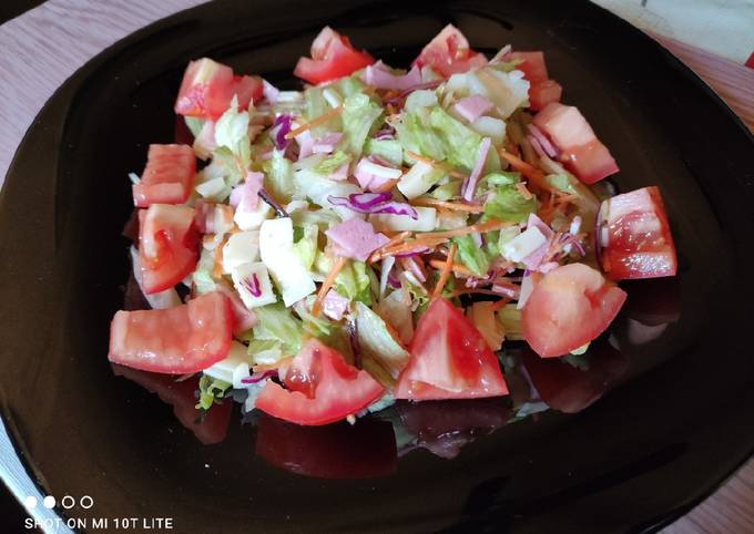 Ensalada de lechuga mortadela y queso en 5 minutos Receta de Cocina Veloz-  Cookpad