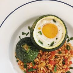 A picture of Courgette Cooked Egg & Tomato Barley.