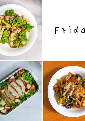 Hình của món Giảm cân + eatclean: ức gà nướng + salad cải kale.