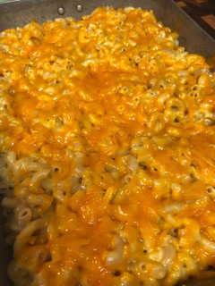 A picture of Mac and cheese.