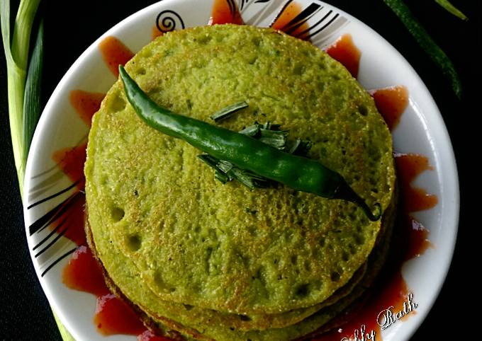 Recipe of Homemade Green garlic oats pan cake