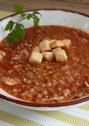 Foto principal de Lentejas con sobrasada y huevo