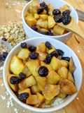 Avena con manzana caramelizada, nueces y arándanos