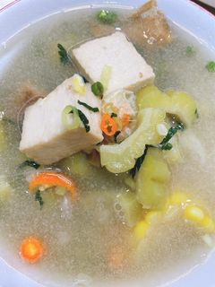 Foto resep Sup pare tahu jagung kaki jamur Vegan