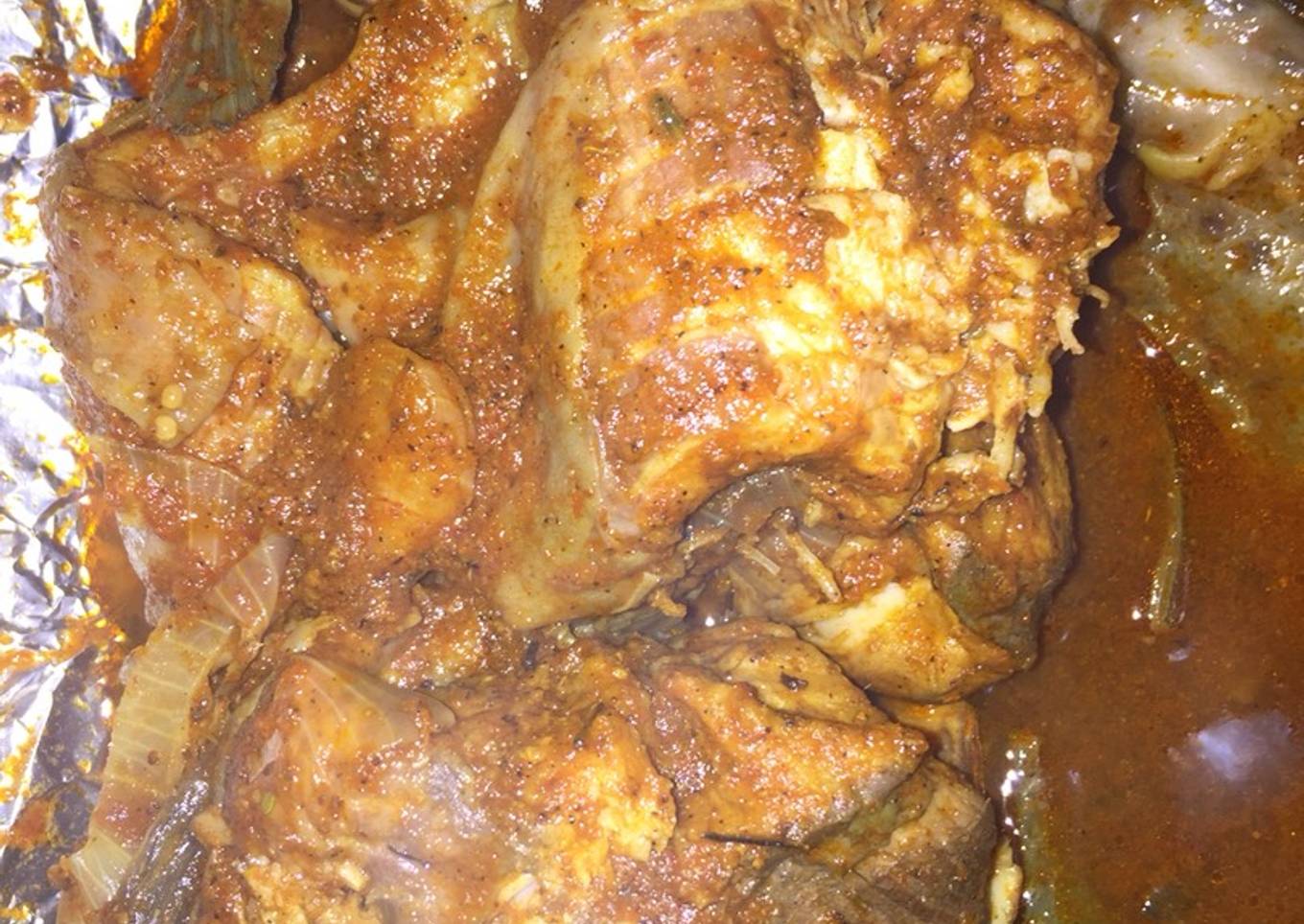 Roasted fish in onion and garlic paste# Abuja