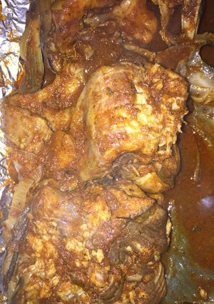 A picture of Roasted fish in onion and garlic paste# Abuja.