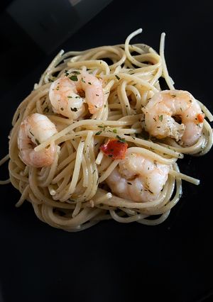 Kapros garnélás spagetti recept fotója
