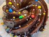 Chocolate bundt cake with ganache topping: