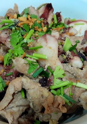 Hình của món Bò tơ xào bạch tuộc.
