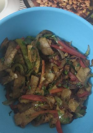 A picture of Left over roti stir fry.