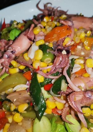 Foto resep Tumis Cumi Asin + Jagung Manis + Petai