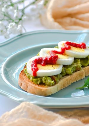 A picture of Avocado open faced sandwich.