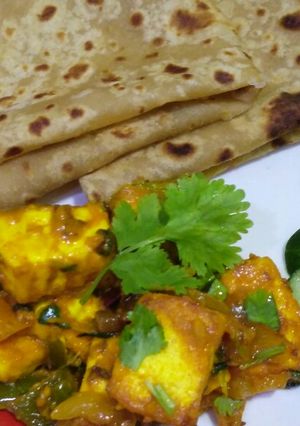 A picture of Paneer And capsicum sabji.