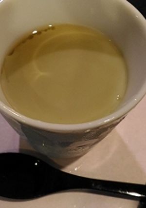 A picture of Matcha soy milk pudding.