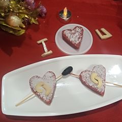 A picture of Strawberry khoya hearts.