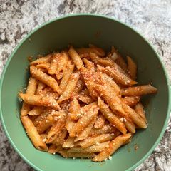 A picture of Gabby’s Cheesy Meat Pasta.