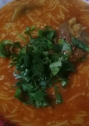 صورة لوصفة شوربة فارميسال(شعيريةاو دويدة)باللحم