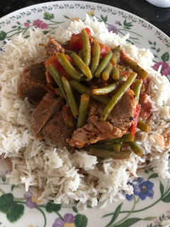 A picture of Green bean stew فاصوليا خضراء.