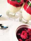 Pudding z tapioki z frużeliną malinową