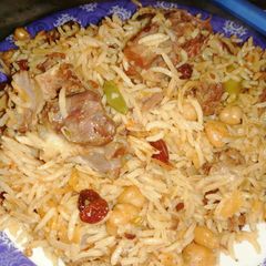 A picture of Mottan chana pulao.