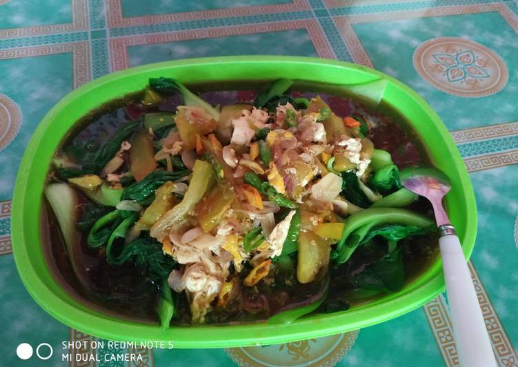 Resep Pokcoy,siram kuah telur yang Bikin Ngiler