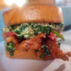 A picture of Cheesy Spinach Bacon on Garlic Texas Toast.