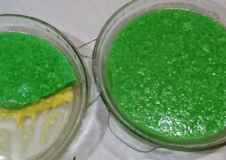 Resep Puding lumut vla custard Anti Gagal