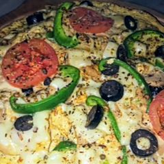 A picture of Maxican pizza omelette.