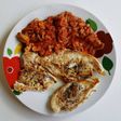 Pollo con guarnición de setas