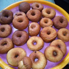 A picture of Home made doughnuts.
