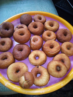 A picture of Home made doughnuts.
