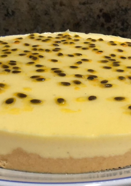 Una foto de Torta fría de maracujá