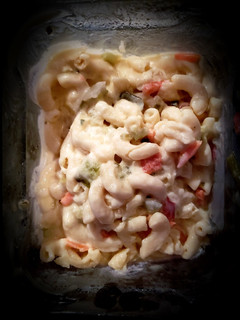 A picture of Macaroni salad at home.