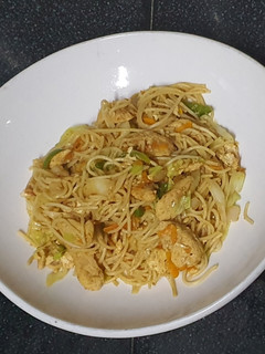 A picture of Chicken and Egg Spaghetti Stir Fry.