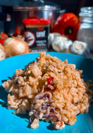 A picture of Creamy Rice with Shrimp & Squid! 🦐🦑.