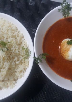 A picture of Egg Curry Rice.