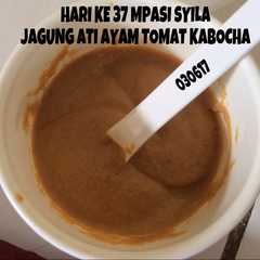 A picture of Mpasi 7m 4* jagung ati ayam tomat kabocha.