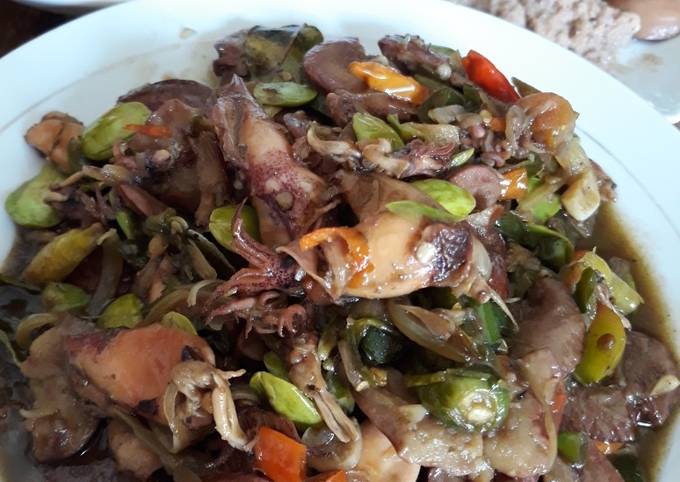 Cara Buat Cumi asin tumis pete jengkol Murah