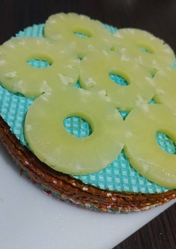 Вафельний тортик 🍰 різнокольоровий з ананасами