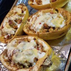 A picture of Spaghetti Squash Breakfast Boats.
