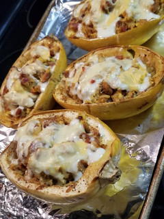 A picture of Spaghetti Squash Breakfast Boats.