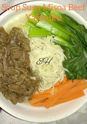 Foto resep Soup Susu Misoa Beef Yakiniku