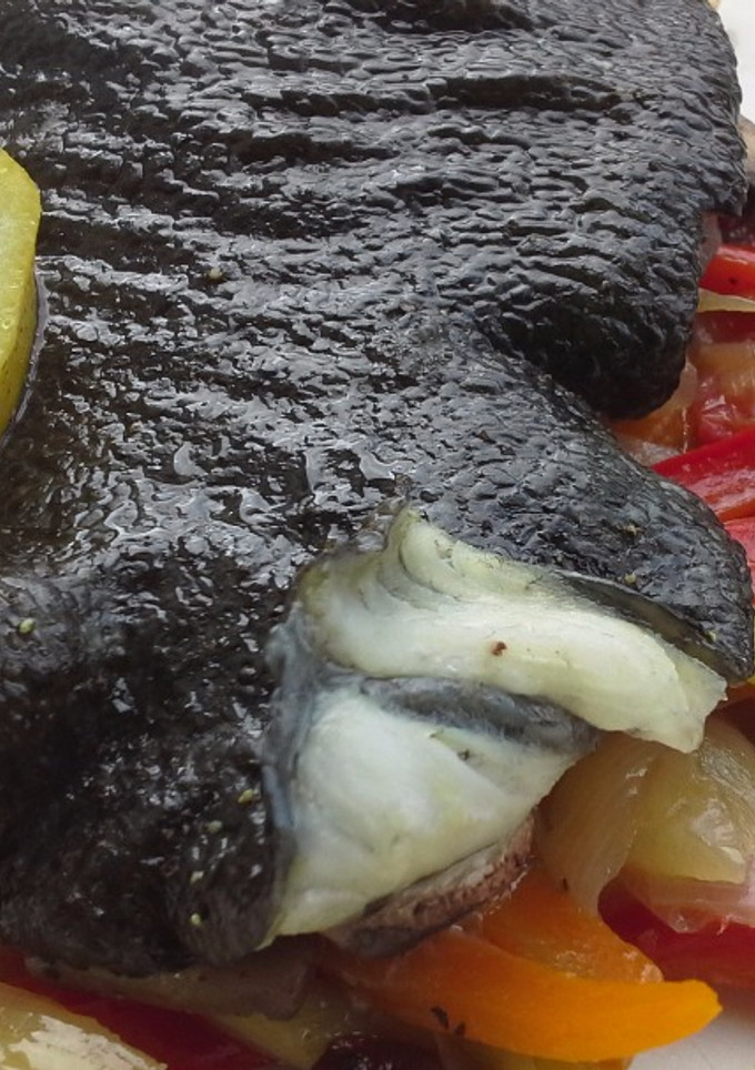 Una foto de Rodaballo en papillote con champiñones