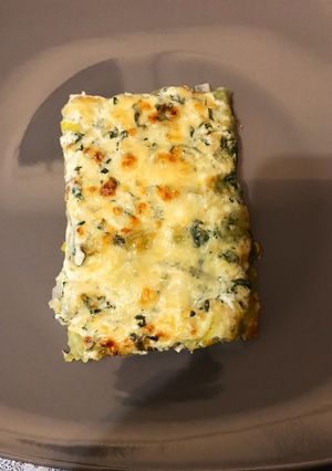 Une photo de Gratin de ravioles de roman aux poireaux
