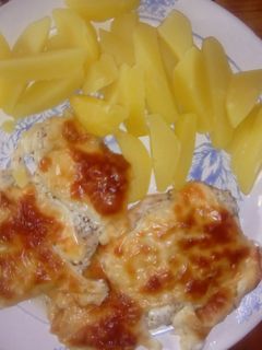 Joghurtos, mozarellás csirkemell, főtt burgonyával recept fotója