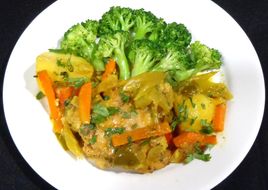 Muslos de pollo estofados al curry