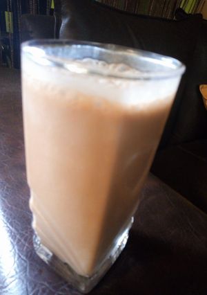 A picture of Banana and chocolate smoothie.