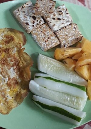 Foto resep Menu tempe telor bakardiet kenyang pake bangeett😊🤩